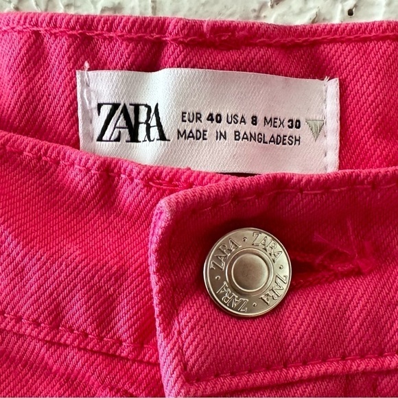 Zara Hot Pink Jeans Barbie Denim High Rise Straight 90s Y2K Street Festival 8 - Picture 14 of 15